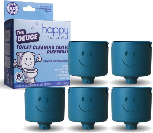 Happy Toilet Cleaner Automatic Toilet Bowl Cleaner - Easy to Install Toilet Tablet Holder - Self-Cleaning Toilet System, Deep Clean with Every Flush - Made in the USA