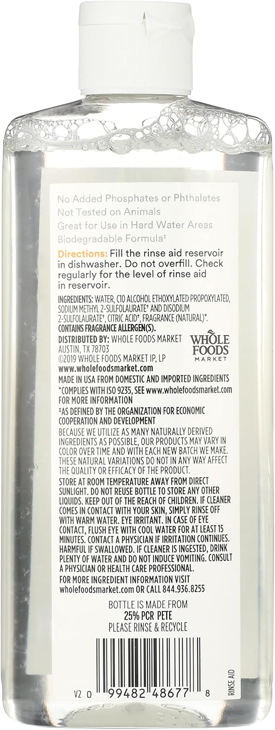 365 by Whole Foods Market, Rinse Aid for Automatic Dishwashers, Wild Orange Scent, 8 Fl Oz