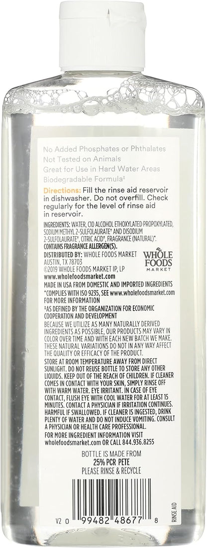 365 by Whole Foods Market, Rinse Aid for Automatic Dishwashers, Wild Orange Scent, 8 Fl Oz