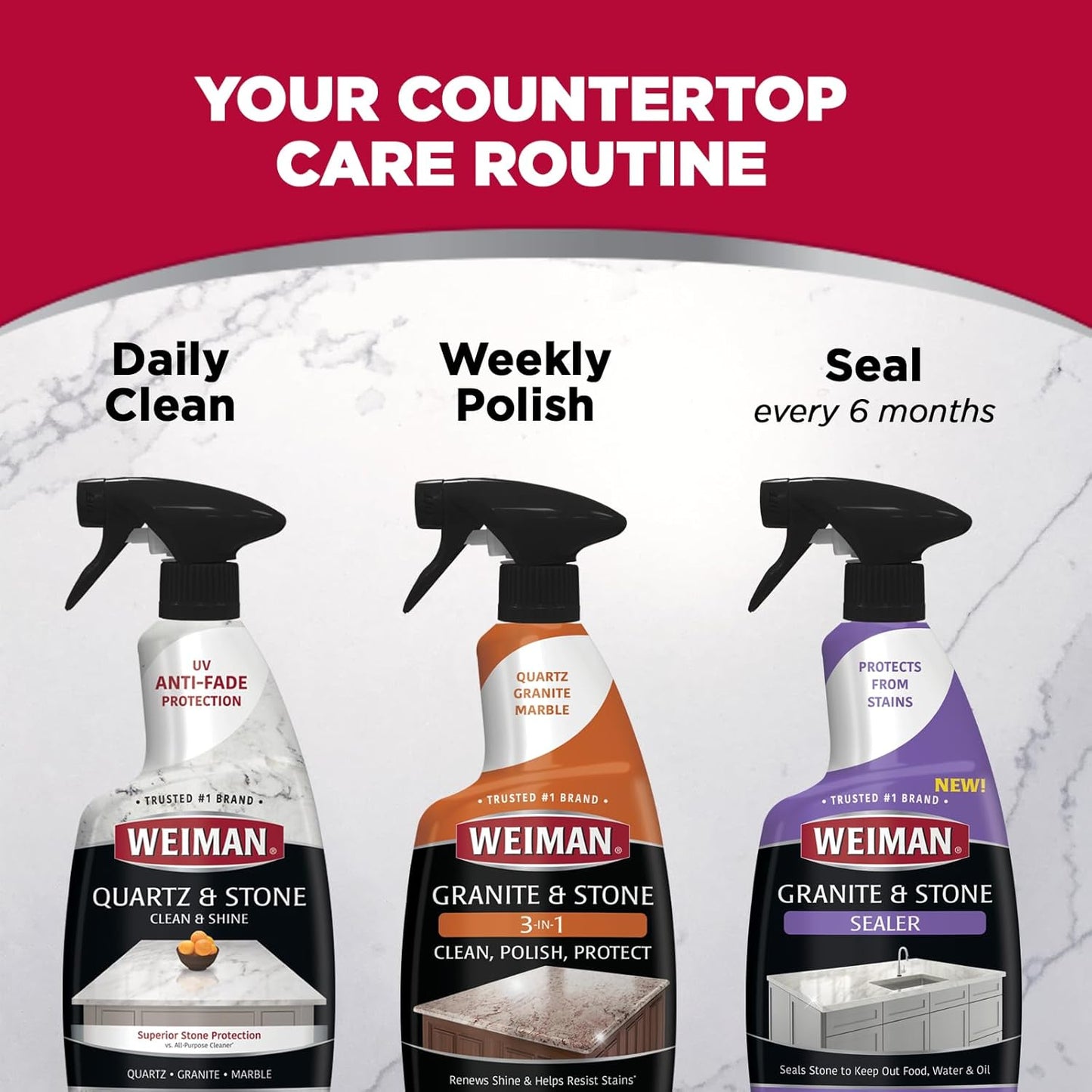 Weiman Quartz Countertop Cleaner and Polish - Clean & Shine Your Quartz Countertops Islands and Stone Surfaces with UV Protection