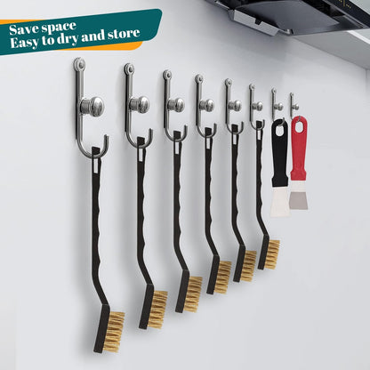 12 Pcs Mini Stainless Steel Wire Brush Set, Wire Scratch Brush with Curved Handle, Cleaning Weld Slag and Rust