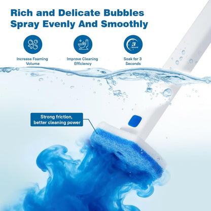 Disposable Toilet Brush Set with Holder, White and Blue, Includes 16 Cleaning Refills (1+16 Refills)