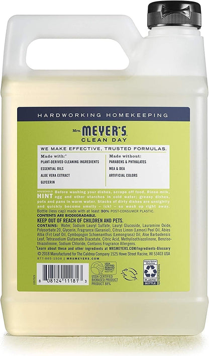 Mrs. MEYER'S CLEAN DAY Liquid Dish Soap Refill Lemon Verbena, 48 Fl Oz. (Pack of 6)