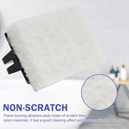 YoleShy Handled Scrubber Set, Non-Scratch Bathroom Scrubbing Pads, Bathtub Scrubber with Handle, Reusable Cleaning Sponge for Shower Tile, Bathtube, Sink, Spas Tubs & Swimming Pool Step