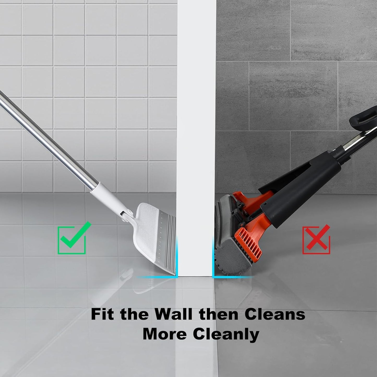 Multifunction Floor Squeegee Broom for Pet Hair Removal, Silicone Magic-Style Broom for Floor Cleaning, 51.77" Long Handle for Carpet, Bathroom Tile, Hardwood Floors, Garage, Liquid Spills, Fine Dust