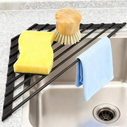 MERRYBOX Triangle Roll Up Dish Drying Rack Over The Sink, 2025 Anti-Rust Sink Drying Rack with Full Silicone Wrapped for Top of Corner, Anti-Slip Organizer for Kitchen
