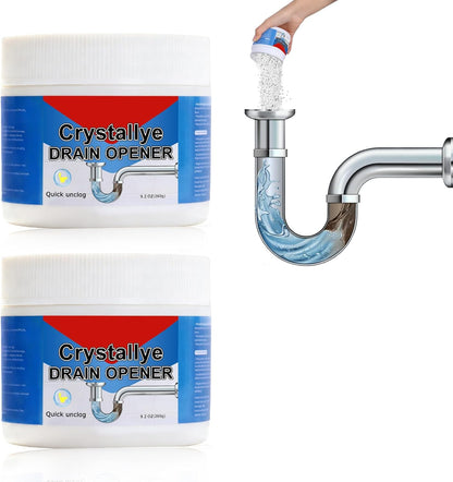 Crystal Lye Drain Opener – Powerful Unclogging Action for Bathroom & Kitchen Pipes (2PC)