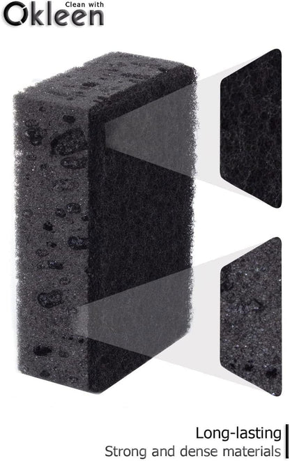 Green Multi Use Scrub Sponge. Made in Europe. 9 Pack, 4.3x2.8x1.4 inches. Odorless Heavy Duty and Non Scratch Fiber. Best, Durable, Delicate, Porous, Non Cellulose Kitchen Sponges and Scrubbers