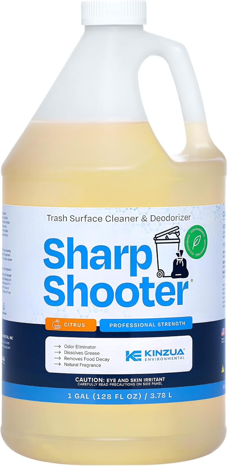 Sharpshooter, Heavy-Duty Trash Can Odor Eliminator & Degreaser, Garbage Surface Cleaner and Deodorizer Foam, Professional-Grade, Fresh Citrus Scent, 32 oz
