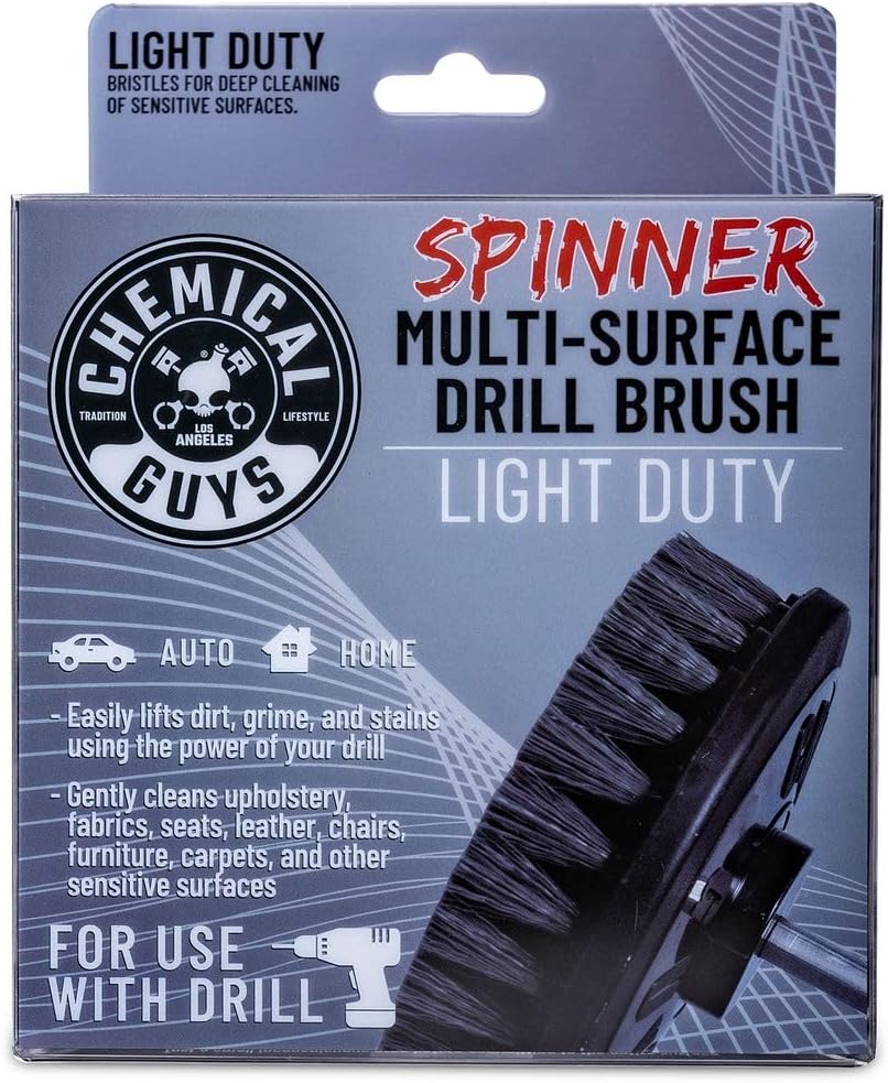 Chemical Guys ACC507 Medium Duty Spinner Multi-Surface Drill Brush Attachment (Fits Any Standard Drill - Power Scrubber Removes Stains & Cleans Floor Mats, Upholstery & Carpets), Yellow