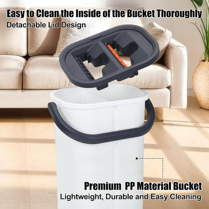 Flat Mop and Bucket Set Microfiber Mop for Floor Cleaning Flat Mop and Bucket System with 8 Reusable Microfiber Mop Pads for Tiles Bathroom & Household Floor Cleaning 16 Inch