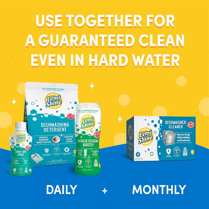 Lemi Shine Natural Dish Detergent Booster - Hard Water Stain Remover - Multi-Use Citric Acid Cleaner - 24 oz (2 Pack)