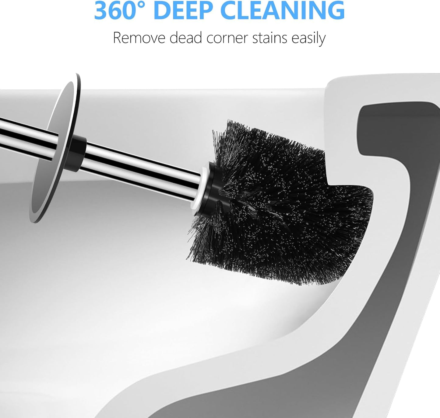 SetSail Toilet Brush, Compact Size Toilet Bowl Brush and Holder Toilet Brushes for Bathroom with Stainless Steel Handle Toilet Cleaner Brush with Durable Scrubbing Bristles, Splash-Proof