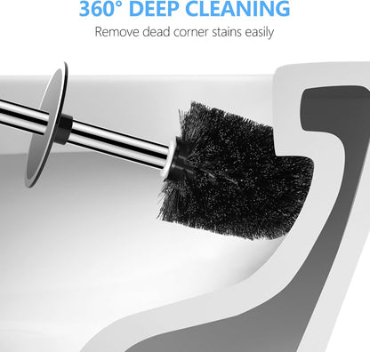 SetSail Toilet Brush, Compact Size Toilet Bowl Brush and Holder Toilet Brushes for Bathroom with Stainless Steel Handle Toilet Cleaner Brush with Durable Scrubbing Bristles, Splash-Proof
