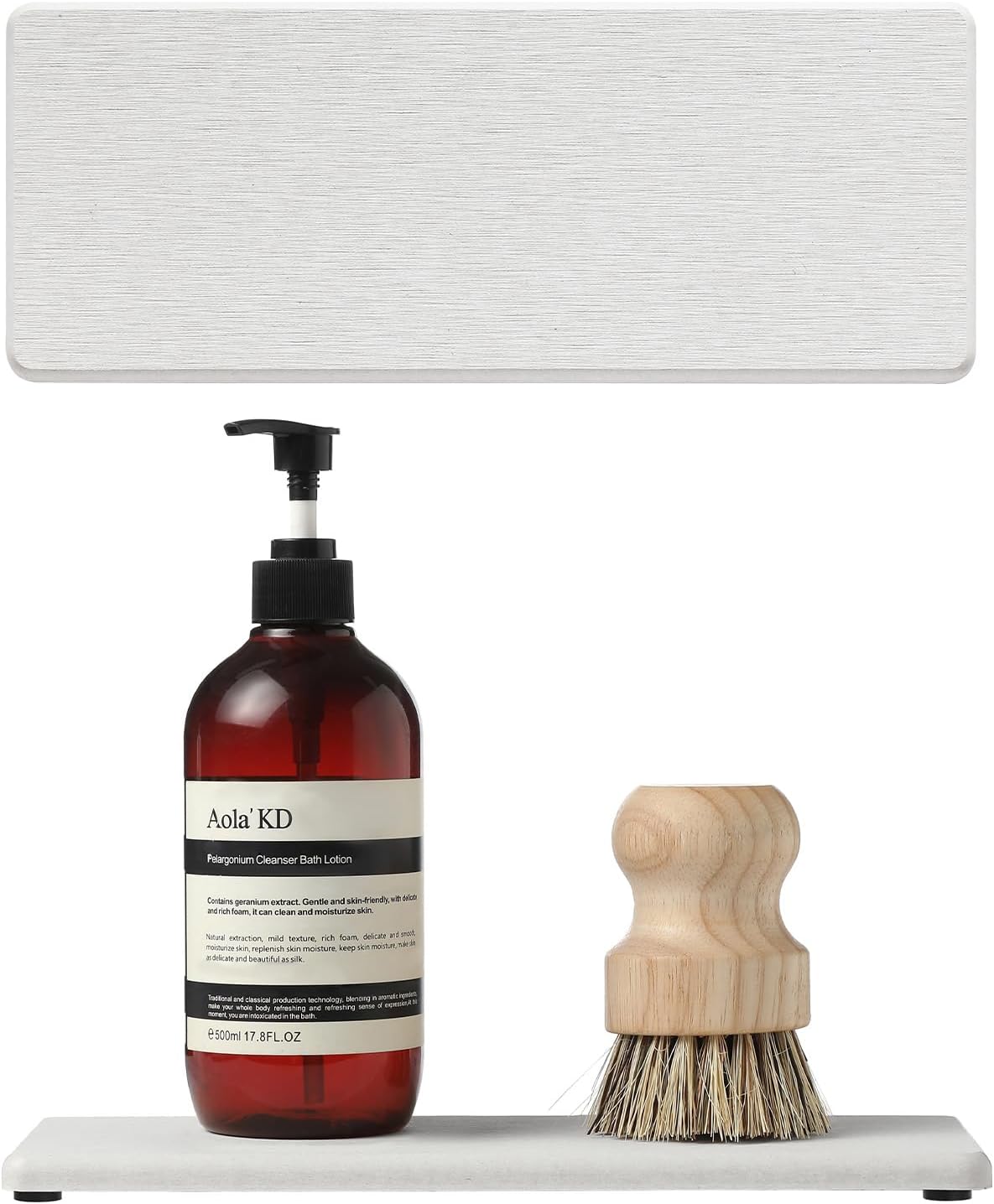 2PCS Water Absorbing Stone Drying Tray for Kitchen Counter & Bathroom Sink, Diatomite Faucet Splash Guard, Soap Dispenser Rack & Sponge Holder Caddy Organizer, Marble White (Printed Pattern), 9"x 3.5"