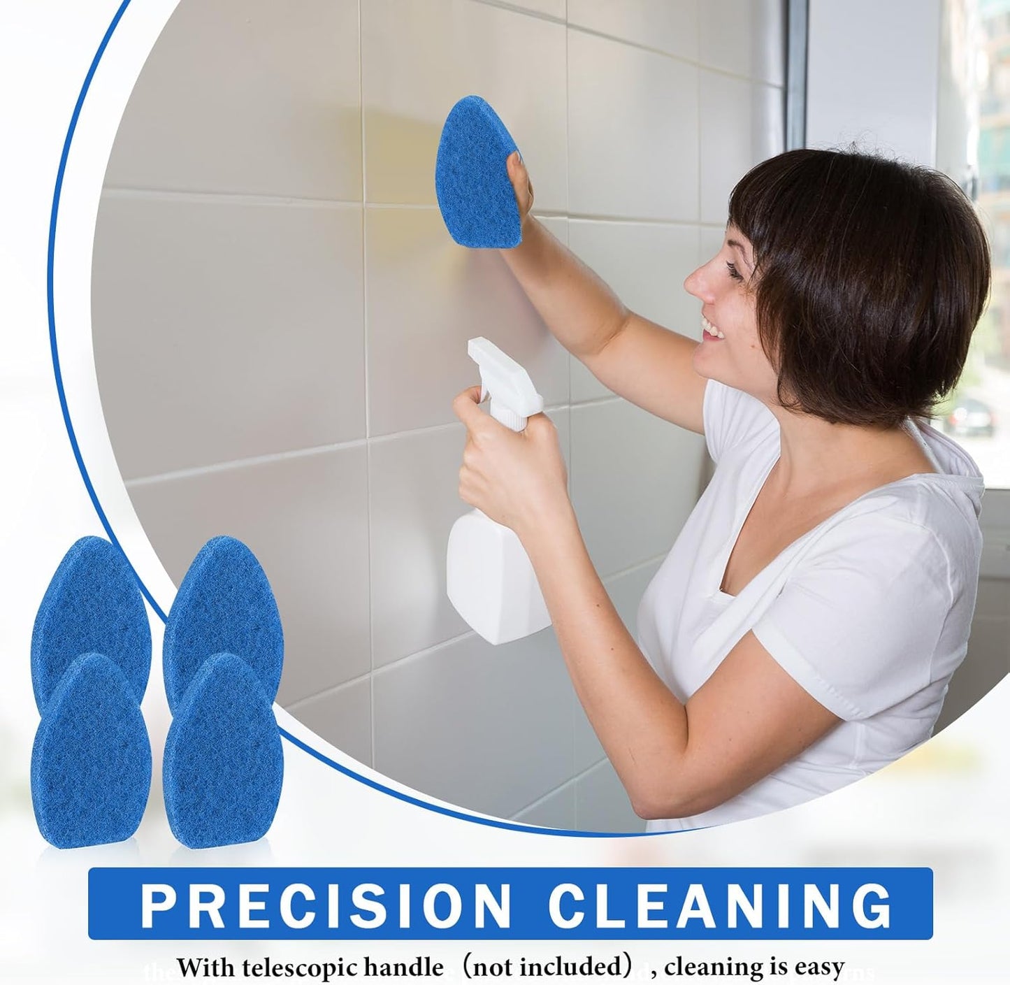 Baderke 4 Pcs Tub Tile Scrubber Cleaning Brush Pads (Without Handle) Brush Non-Scratch Scouring Pads for Shower Bathroom Buildup Toilet Wall Floor (Orange)
