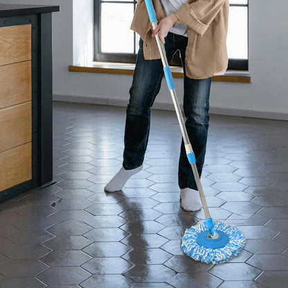 Spin Mop Replacement Handle, 47.6-inch 360 Degrees Rotating Telescopic Replacement Mop Stick with a Robust Stainless Steel Disc for Spin Mop Bucket Cleaning System (Stainless Steel Disc,Purple)
