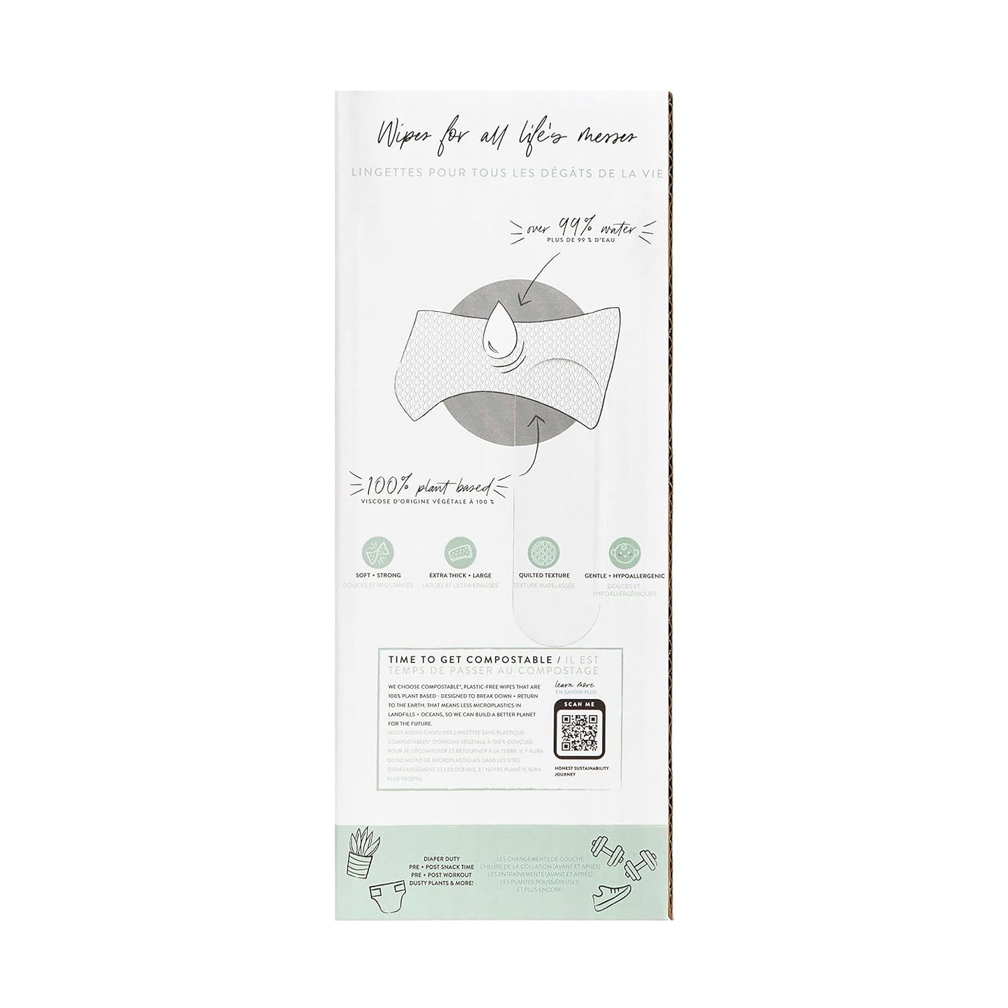The Honest Company Hypoallergenic Multi-Use Baby Wipes for Sensitive Baby Skin, Rose Blossom, 60 Count