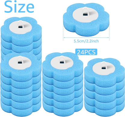 24pcs Toilet Brush Refill Pads Hygienic Sponge Heads Deep Cleaning Scrubbers for Wand Cleaner No Handle