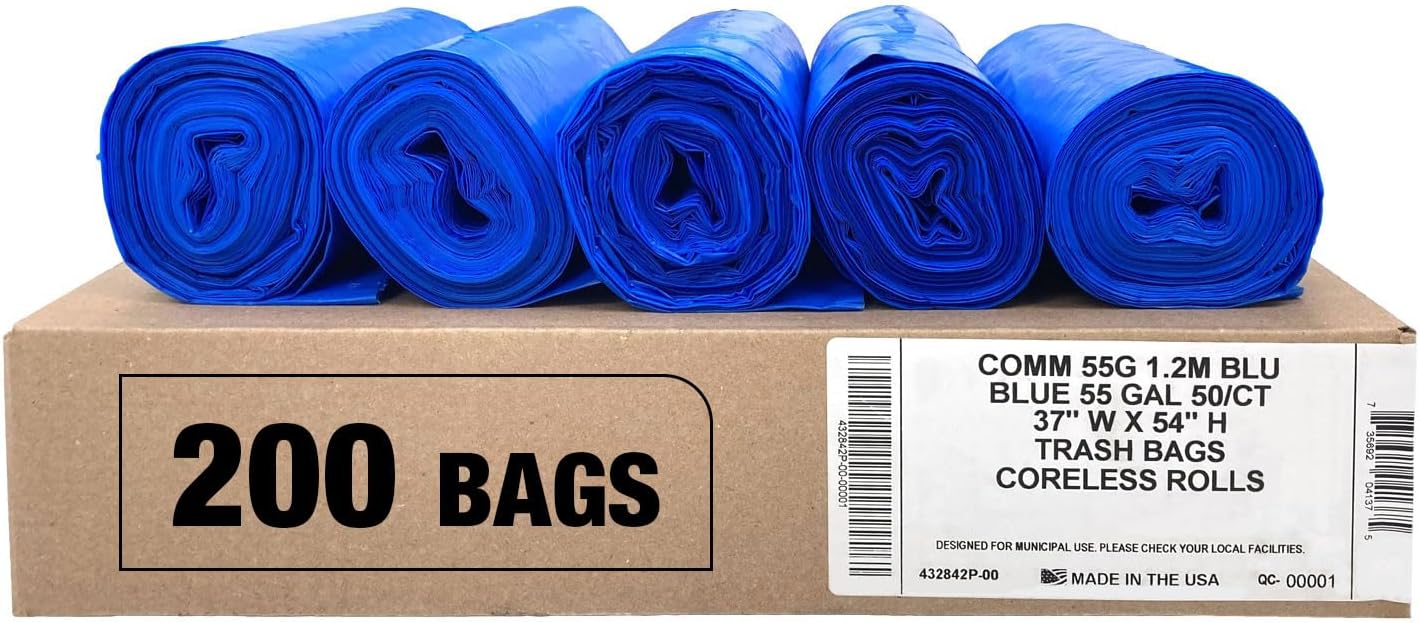 Ultrasac Heavy Duty 55 Gallon Clear Trash Bags - (Value 50 Pack) - 1.2 MIL equivalent Industrial Strength Plastic 37" x 54" for 50-55 Gal Cans -Fits Toter, Rubbermaid Brute, Carlislie Bronco etc.