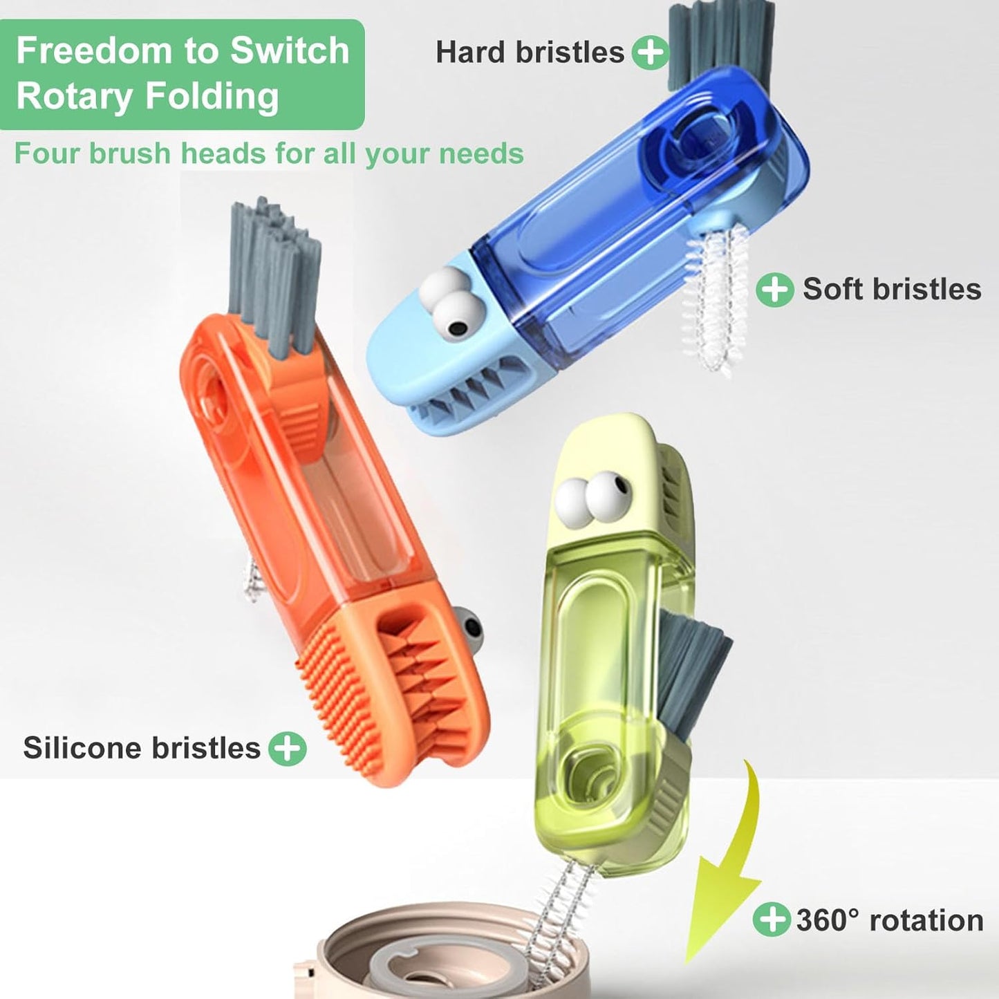 Cup Lid Gap Cleaning Brush, 3 in 1 Cup Lid Brush, Multifunctional Water Bottle Cleaning Brush, Home Kitchen Crevice Brush Tools for Tiny Cup Lid Detail, Bottle Tight Spaces Cup(3 PCS)
