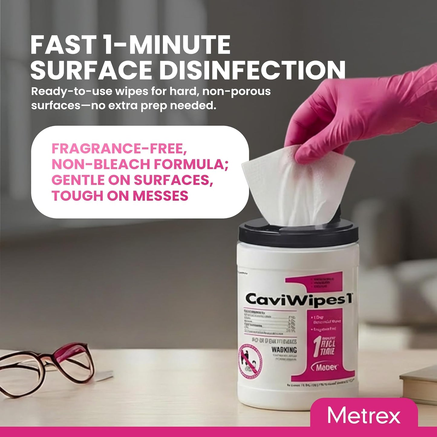 Metrex CaviWipes1 XL Surface Disinfectant Towelettes – Durable Non-Woven Disinfecting Wipes for Hard, Non-Porous Surfaces, Pre-Saturated with CaviCide1 – 9" x 12", 65 Wipes per Canister (Pack of 1)