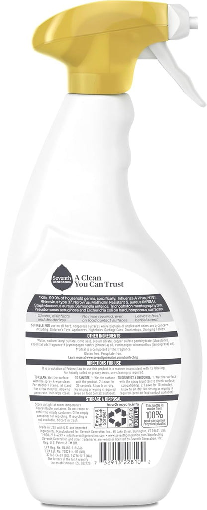 Seventh Generation All Purpose Cleaner, Free & Clear, Cuts Grease, 23 Fl Oz