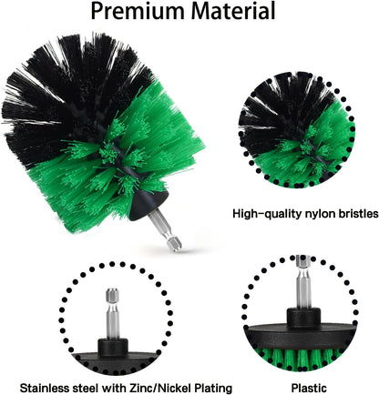 8 Pack Drill Brush Attachment Set,1/4in Power Scrubber Brush + Extend Long Rod, Power Cleaning Scrub Brush for Bathroom, Tub, Tile, Floor, Grout, Boat(White)