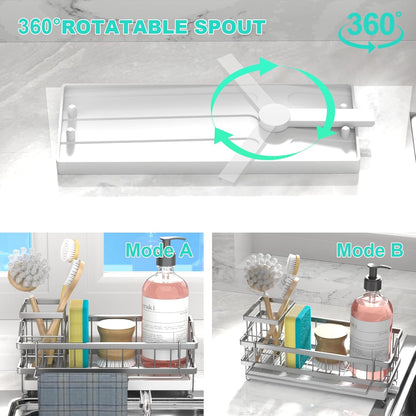 Sponge Holder for Kitchen Sink - Countertop Rustproof Stainless Steel, Sink Caddy, Kitchen Gadgets Accessories (Black)