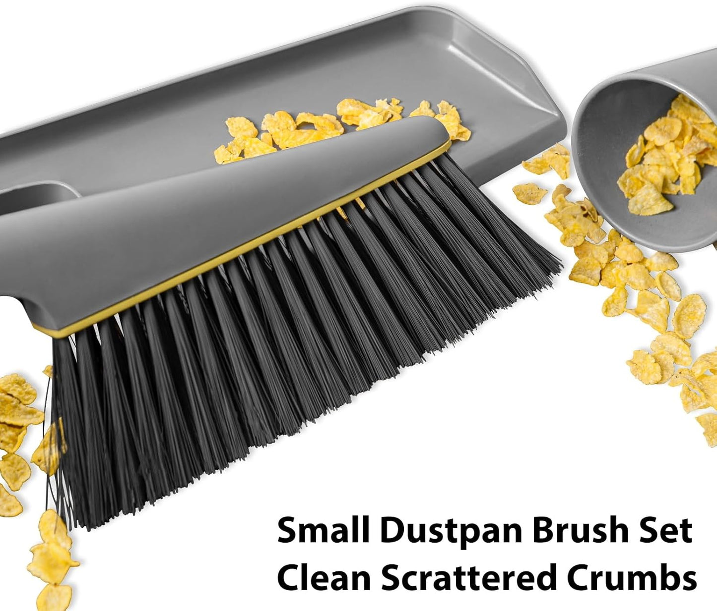 Lumkew Small Broom and Dustpan Set, Hand Mini Dust-Pan and Brush, Handheld Portable Compact, 1 Piece, Gray