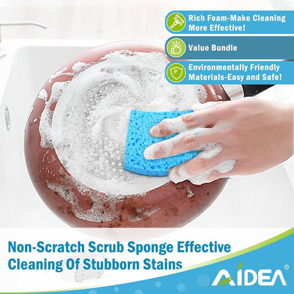 AIDEA XL Sponges Kitchen, 12Count, Non-Scratch Dish Sponges, Large Natural Sponge for Non Stick Cookware, Cellulose Cleaning Sponge for Dishes, Bathroom, Household