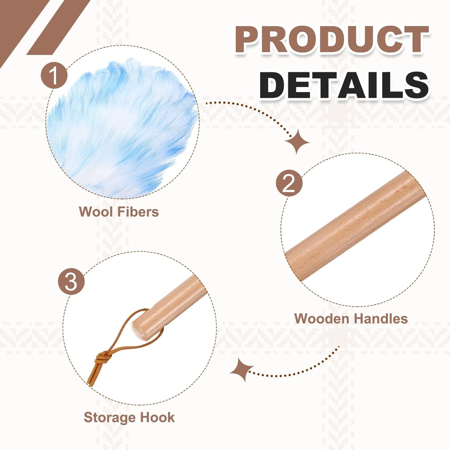 uxcell Wool Duster, 14.2" Natural Feather Cleaner Household Cleaning Duster with Solid Wooden Handle for Cleaning Fans Window Blinds Shelves Furniture, Pink