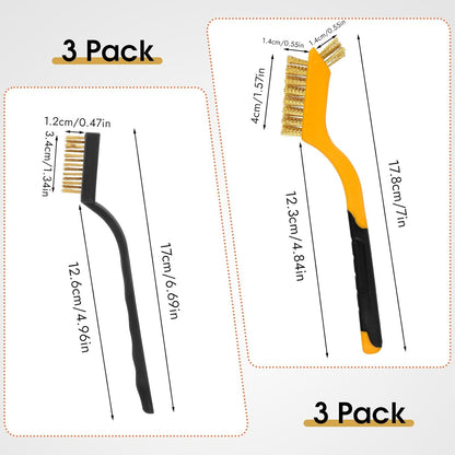 6 Pieces Wire Brushes Set, Small Metal Brass/Stainless Steel/Nylon Brushes for Cleaning Metal Rust Remover and Paint Removal