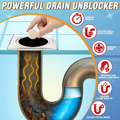 Drain Cleaner Tablets, 25 Pack Garbage Disposal Cleaner and Deodorizer, Effervescent Sink Drain Odor Remover for Kitchen Sink, Toilet and Septic Tank