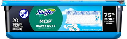Swiffer Heavy Duty Mop Wet Multi-Surface Cloth Refills for Floor Mopping and Cleaning, Outdoor Window Fresh Scent, 20 count
