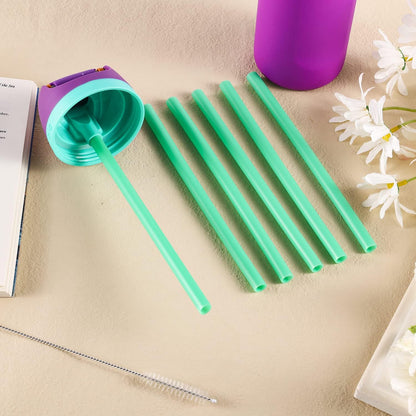 6pcs Replacement Straws for Owala Freesip 24/32oz, Reusable Plastic Straws with Cleaning Brush Tumbler Accessories Parts for Owala Flip 24/32oz Stainless Steel Insulated Water Bottle