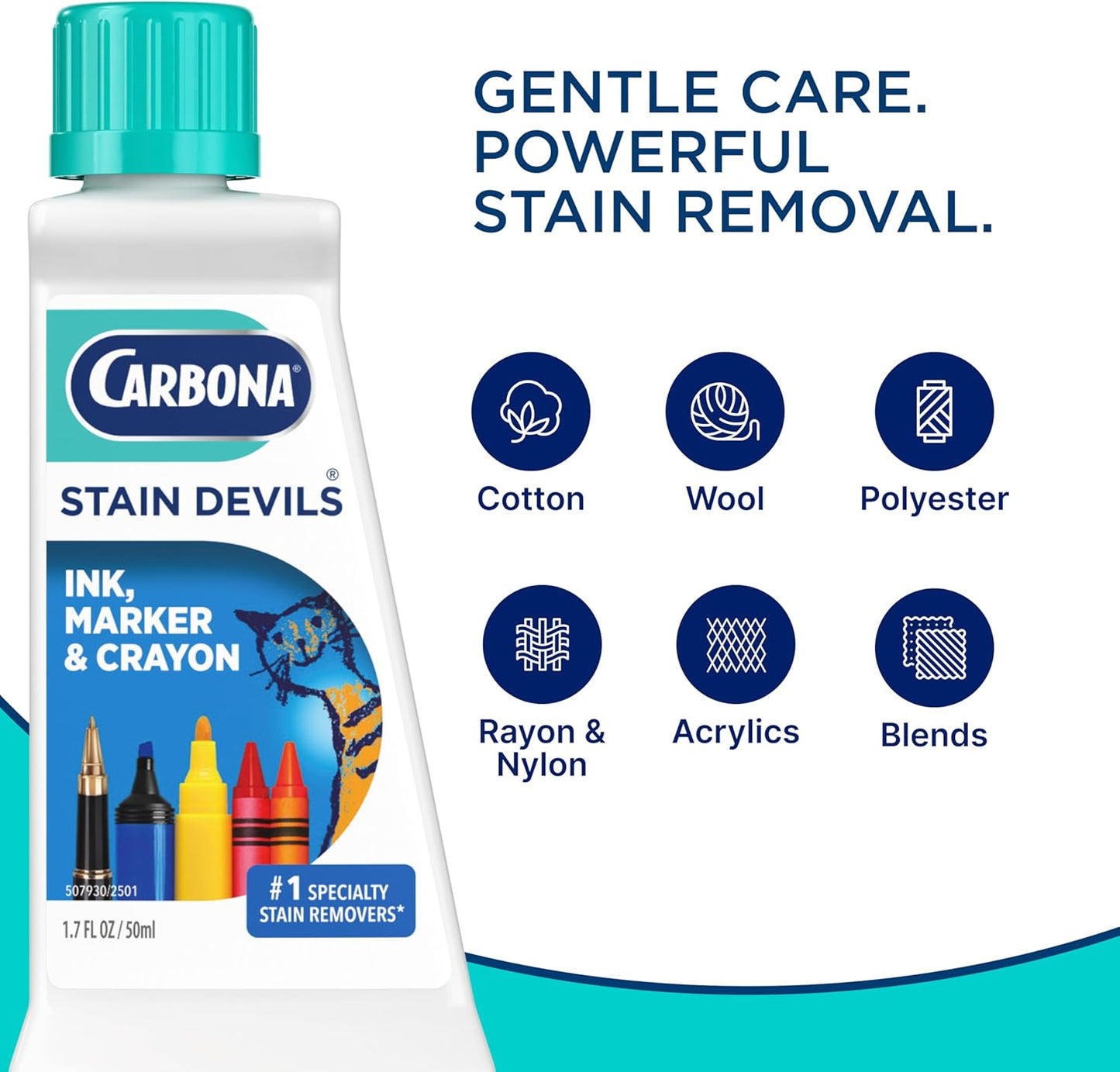 Carbona Stain Devils #6 (1.7 Fl Oz), Targeted Spot Cleaner for Grass, Dirt & Make-Up Stains, Safe on Skin & Washable Fabrics