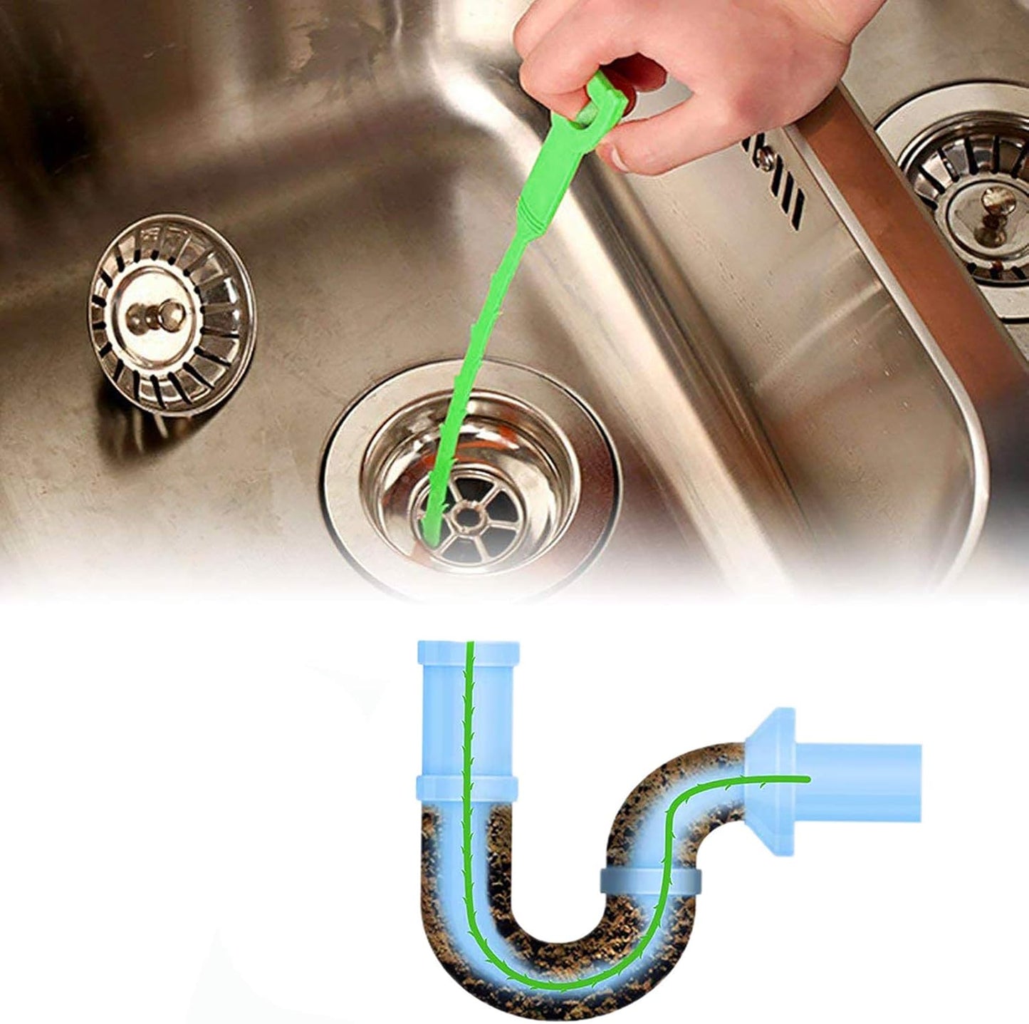 Drain Clog Remover Snake Tool for Hair and Debris, Unclog Toilet, Sink, Shower, Bathtub, Sewer