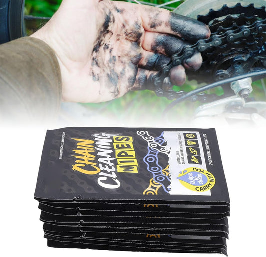 SUNGOOYUE 12pcs Chain Cleaning Wipes, Bike Motorcycle Wipes Individually Packaged Quick Effective Cleaning for Bike Chains Frames Engines Wheels