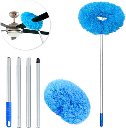 Microfiber Duster Kit High Reach Ceiling Fan Duster with Extendable Pole 100" Telescoping Cobweb Duster for Cleaning, Bendable Head Washable Duster for Ceiling, Fan, Furniture