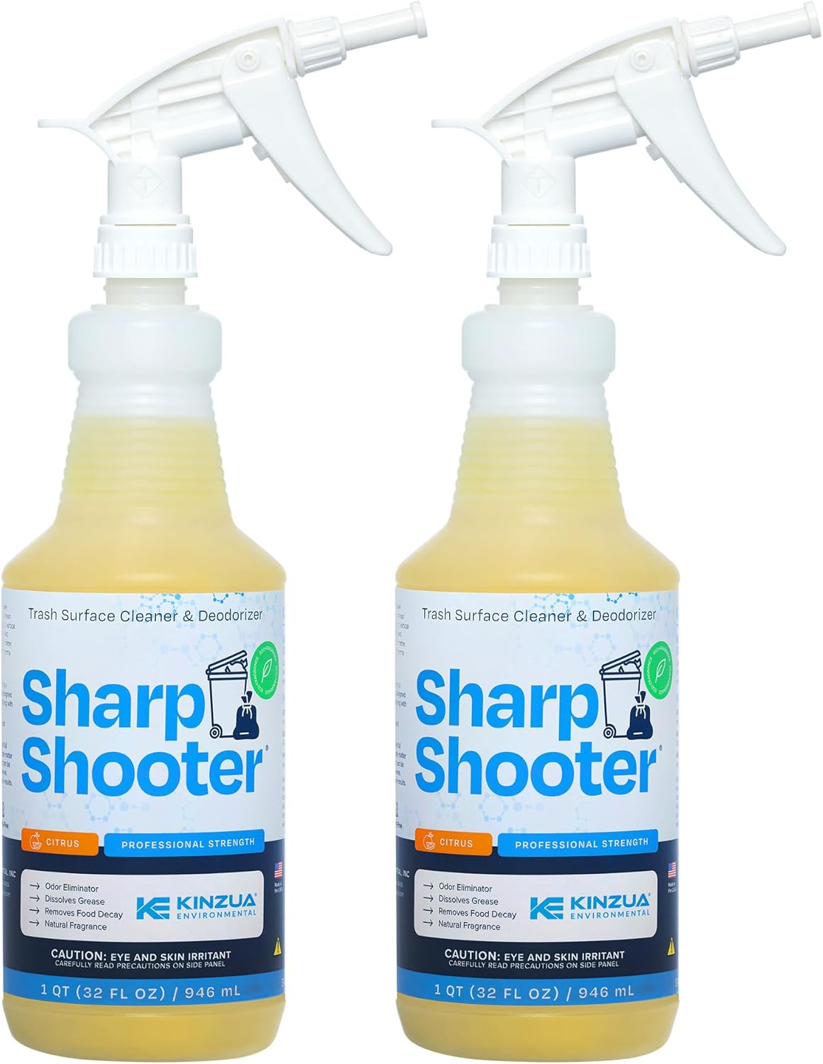 Sharpshooter, Heavy-Duty Trash Can Odor Eliminator & Degreaser, Garbage Surface Cleaner and Deodorizer Foam, Professional-Grade, Fresh Citrus Scent, 32 oz