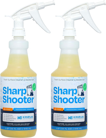 Sharpshooter, Heavy-Duty Trash Can Odor Eliminator & Degreaser, Garbage Surface Cleaner and Deodorizer Foam, Professional-Grade, Fresh Citrus Scent, 32 oz