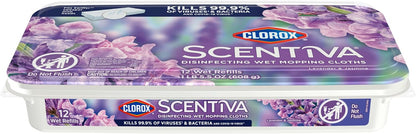 Clorox Scentiva Disinfecting Mopping Cloths, Lavender and Jasmine, 12 Wet Refills (Pack May Vary)