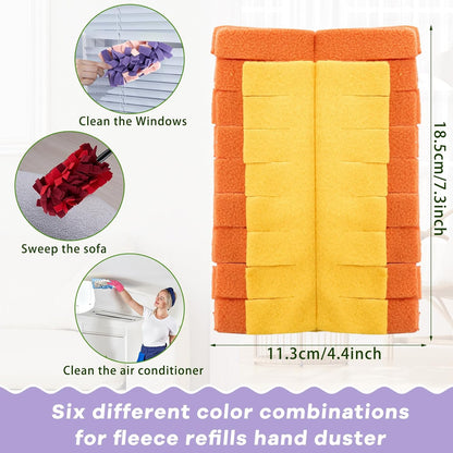 Zubebe 12 Pcs Duster Refill Reusable Fleece Duster Refills Feather Flat Dusters Multi Surface Washable Cleaning Pads Tools for Home, Blinds, Car, Pet, Furniture, Fans (Dark Color)