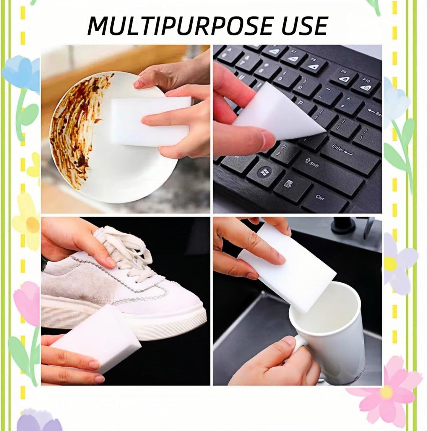 (16 Pack) Extra Large Eraser Sponge - Melamine Magic Sponges Bulk for Bathroom, Wall, Boat Cleaning - Heavy Duty Multi-Surface Scrubber, Extra Thick Long Lasting Foam Pads - Baseboard, Bathtub Cleaner