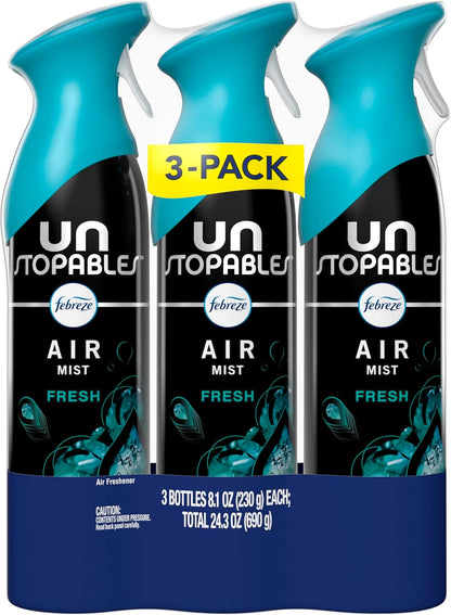 Febreze Air Mist, Air Freshener Spray, Odor Fighting Room Spray, Deodorizer for Home Bathroom Kitchen Office Apartment Dorm Room Classroom, Downy Calm Lavender & Vanilla Bean Scent, 8.1oz (Pack of 3)