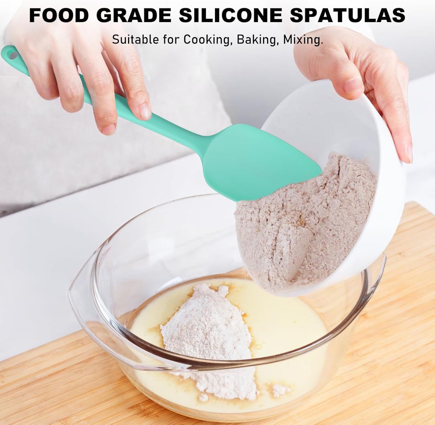 NileHome Silicone Spatula Set, 6 Pieces Food Grade Kitchen Utensils with Silicone Brush Heat Resistant Dishwasher Safe BPA-Free Rubber Spatula for Scraping, Baking, Cooking, Mixing-Forest Style