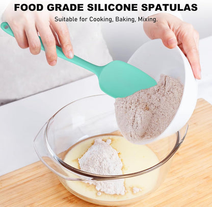 NileHome Silicone Spatula Set, 6 Pieces Food Grade Kitchen Utensils with Silicone Brush Heat Resistant Dishwasher Safe BPA-Free Rubber Spatula for Scraping, Baking, Cooking, Mixing-Forest Style