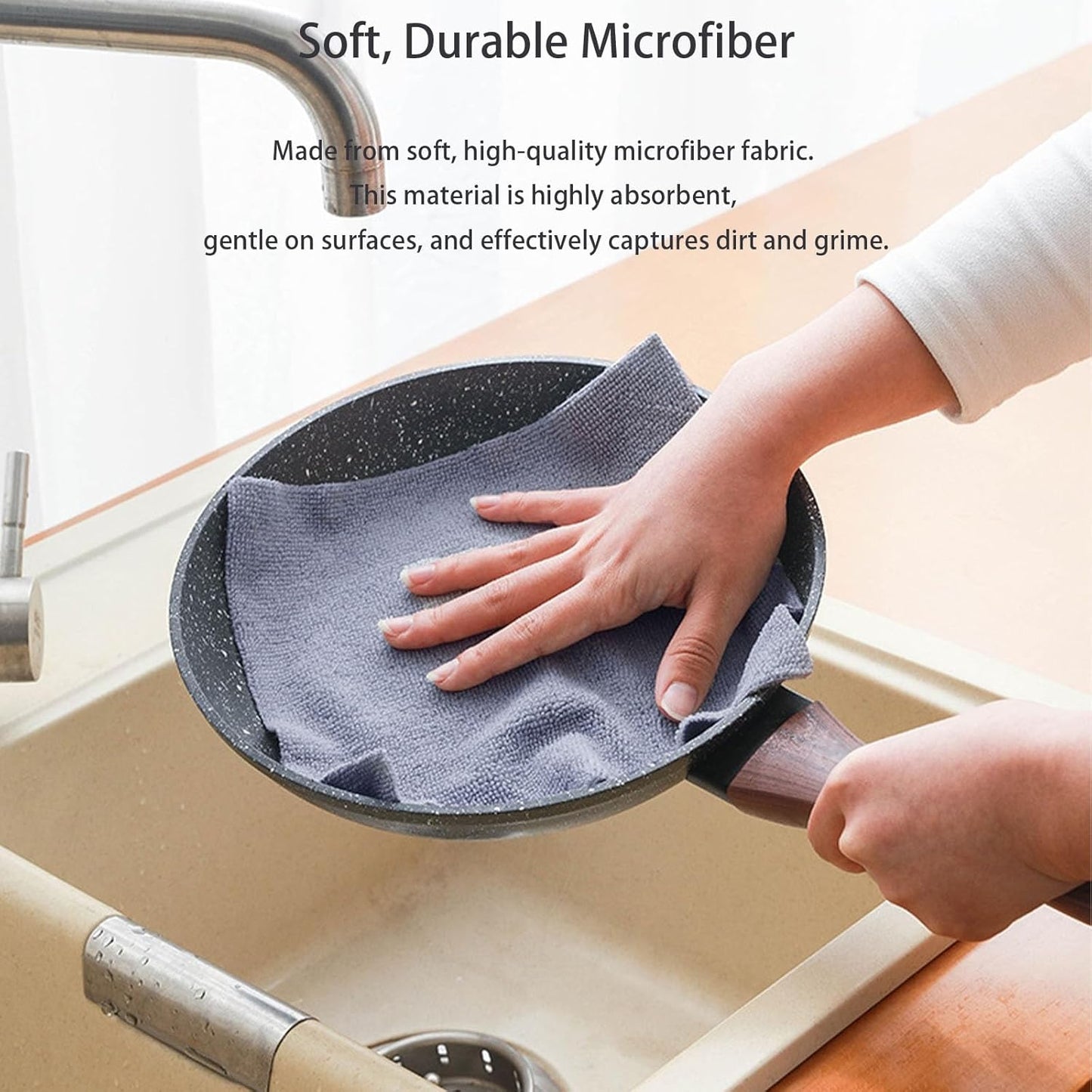 Microfiber Cleaning Cloths Roll of 20 - Tear-Off Reusable Washable Towels, 9.8x9.8 Inches, Absorbent and Lint-Free, Scratch-Free for Car Detailing, Household Cleaning, Kitchen, Windows(Yellow)
