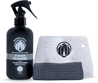 Rhino Wax Soapstone Spray Cleaner - Safely Clean Soap Stone, Slate, Granite, Quartz, Marble, Concrete - Food Safe - Natural Ingredients - Fresh Orange & Lemon Scent Neutralizes Odors - Made in USA